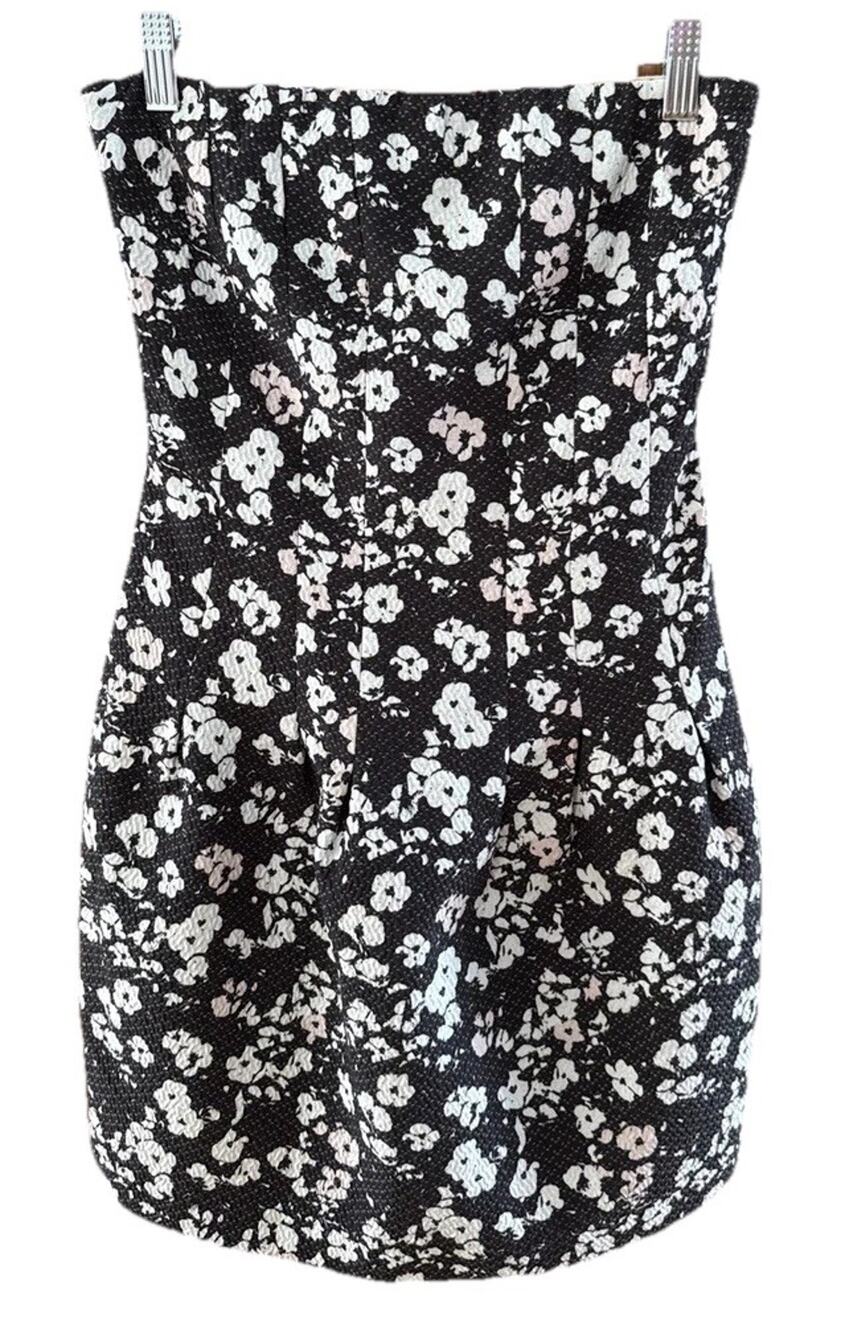 Naf Naf Women’s Strapless Floral A-line Dress Euro Size 34/Extra Small